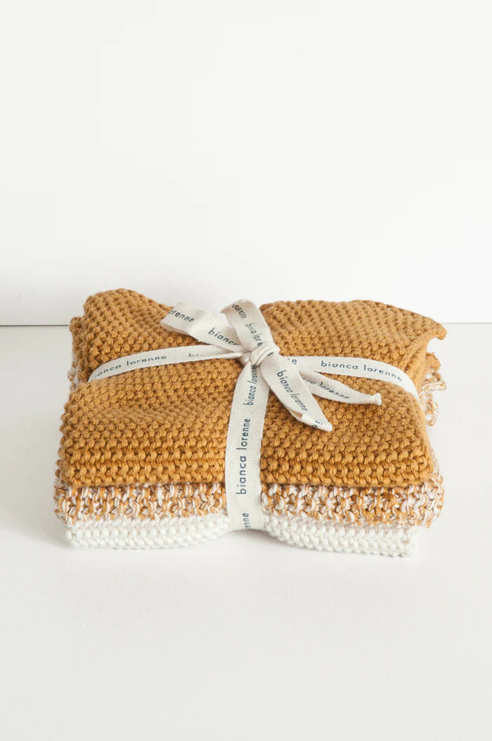 Bianca Lorenne washcloths - Set of 3 Ochre